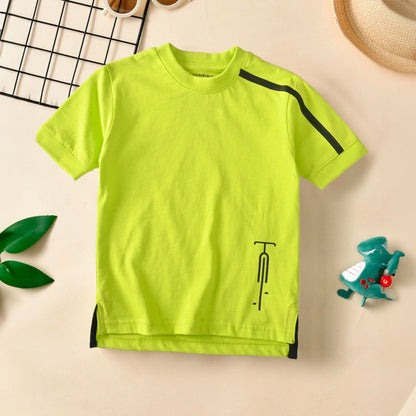 Polo Republica Kid's Stripe On Sleeve Split Hem Tee Shirt Kid's Tee Shirt Polo Republica Lime 2-3 Years 