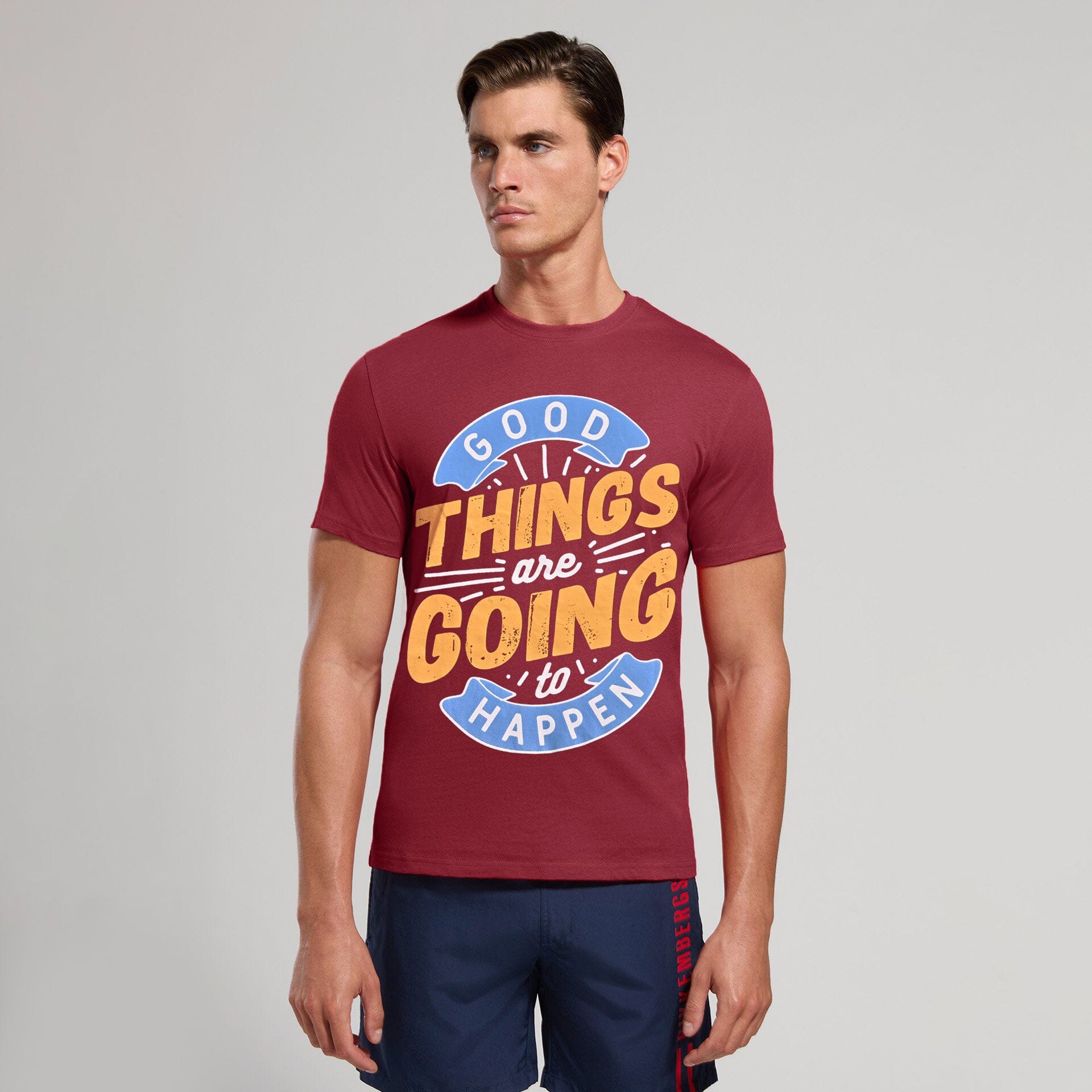 Kelbrg Men's CEO Good Things Are Going To Happen Printed Tee Shirt Men's Tee Shirt First Choice Maroon S 