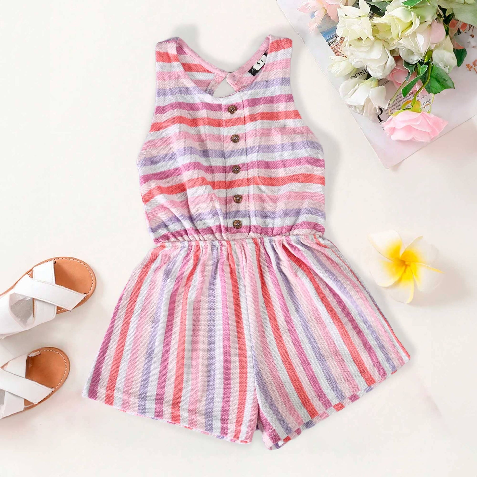 Girl's Buttoned Style Premium Romper