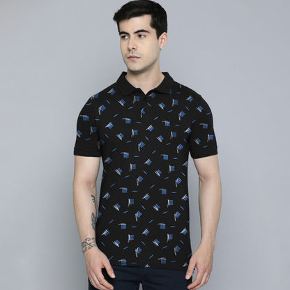 A&H Men's Printed Design Classic Polo Shirt Men's Polo Shirt SZK Black S 