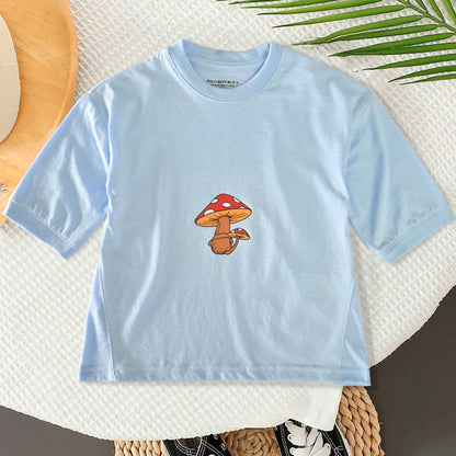 Polo Republica Kid's Mushroom Printed Loose Fit Quarter Sleeves Minor Fault Tee Shirt Kid's Tee Shirt Polo Republica Sky 2-3 Years 