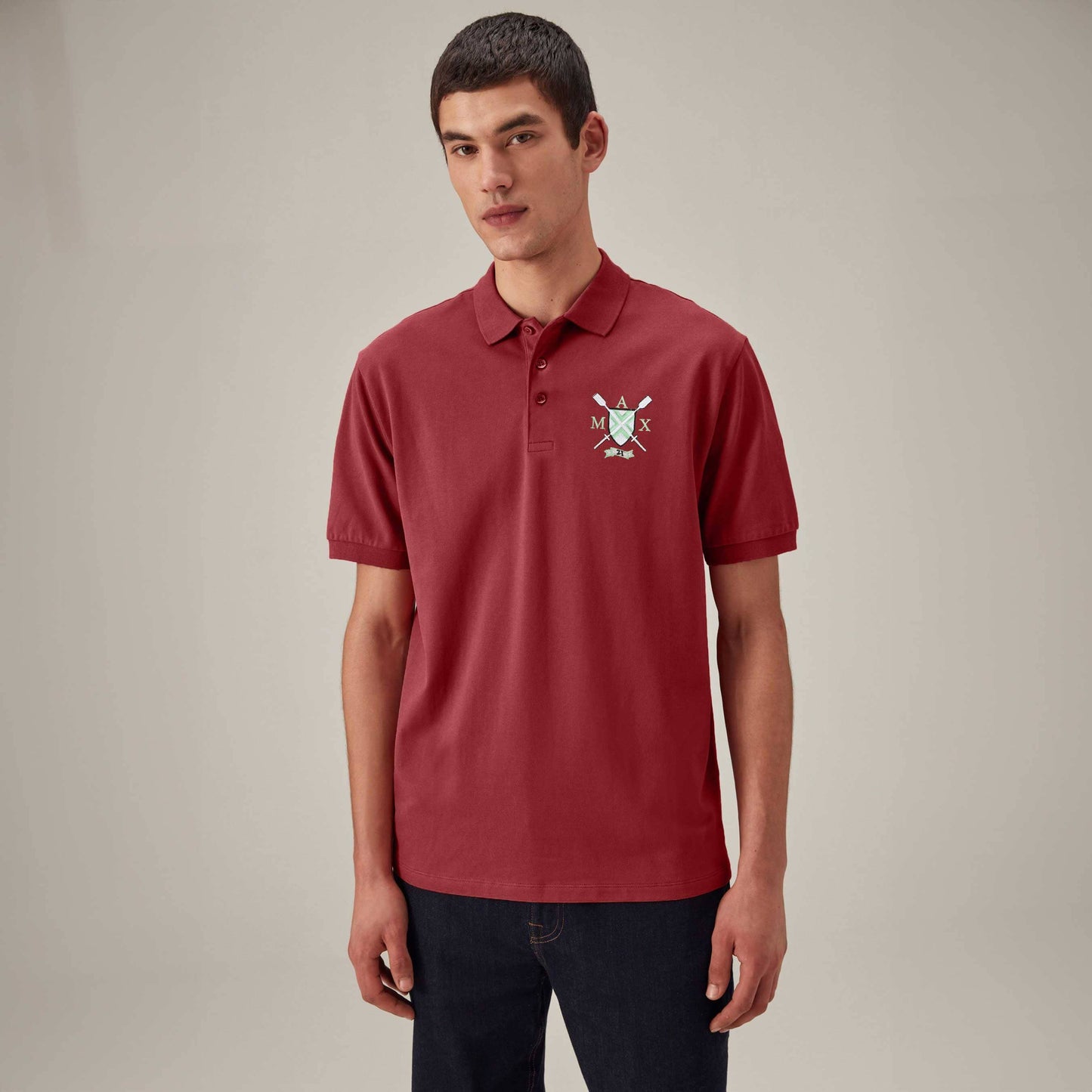 Max 21 Men's Mallets Embroidered Polo Shirt Men's Polo Shirt SZK Maroon S 