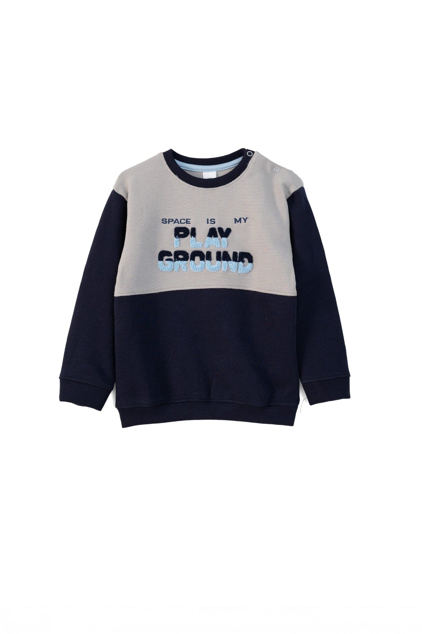 Kid's Applique Play Ground Fleece Sweat Shirt Kid's Sweat Shirt Salman Rahim Navy & Grey 4-6 Months 