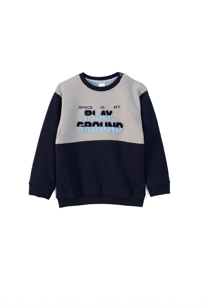 Kid's Applique Play Ground Fleece Sweat Shirt Kid's Sweat Shirt Salman Rahim Navy & Grey 4-6 Months 