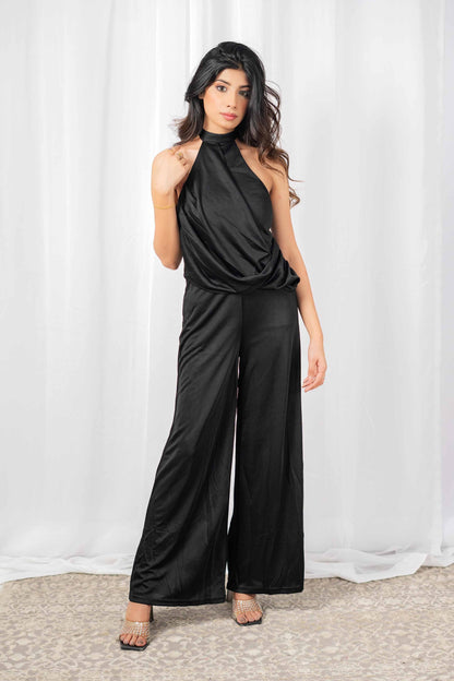 Women's Stripes Shoulder Wide Legs Jumpsuit Women's Dress HAS Apparel 