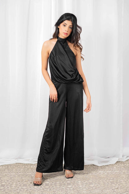 Women's Stripes Shoulder Wide Legs Jumpsuit Women's Dress HAS Apparel 