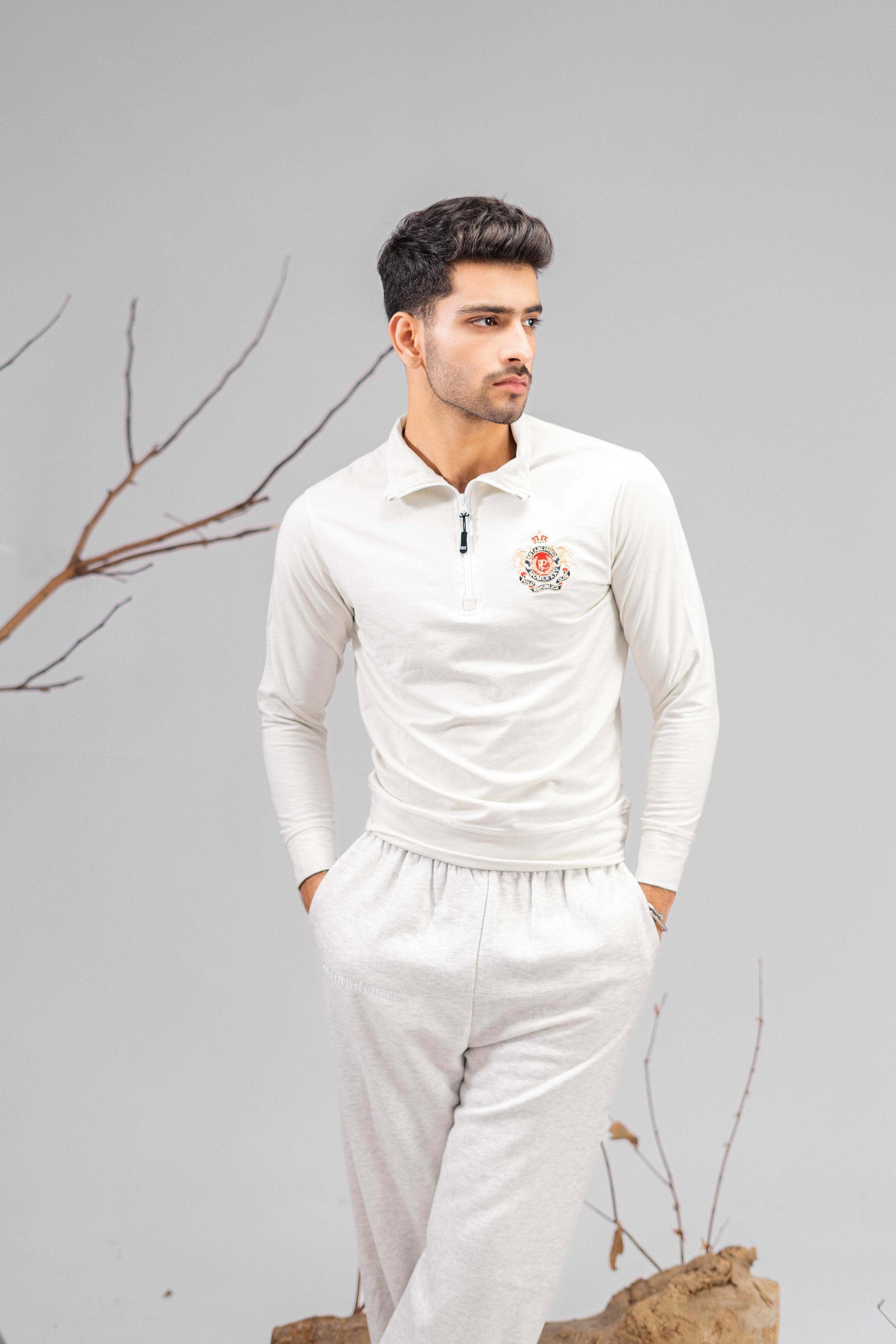 Polo Republica Men's Quarter Zipper Lion Crest Embroidered Terry Sweat Shirt Men's Sweat Shirt Polo Republica 