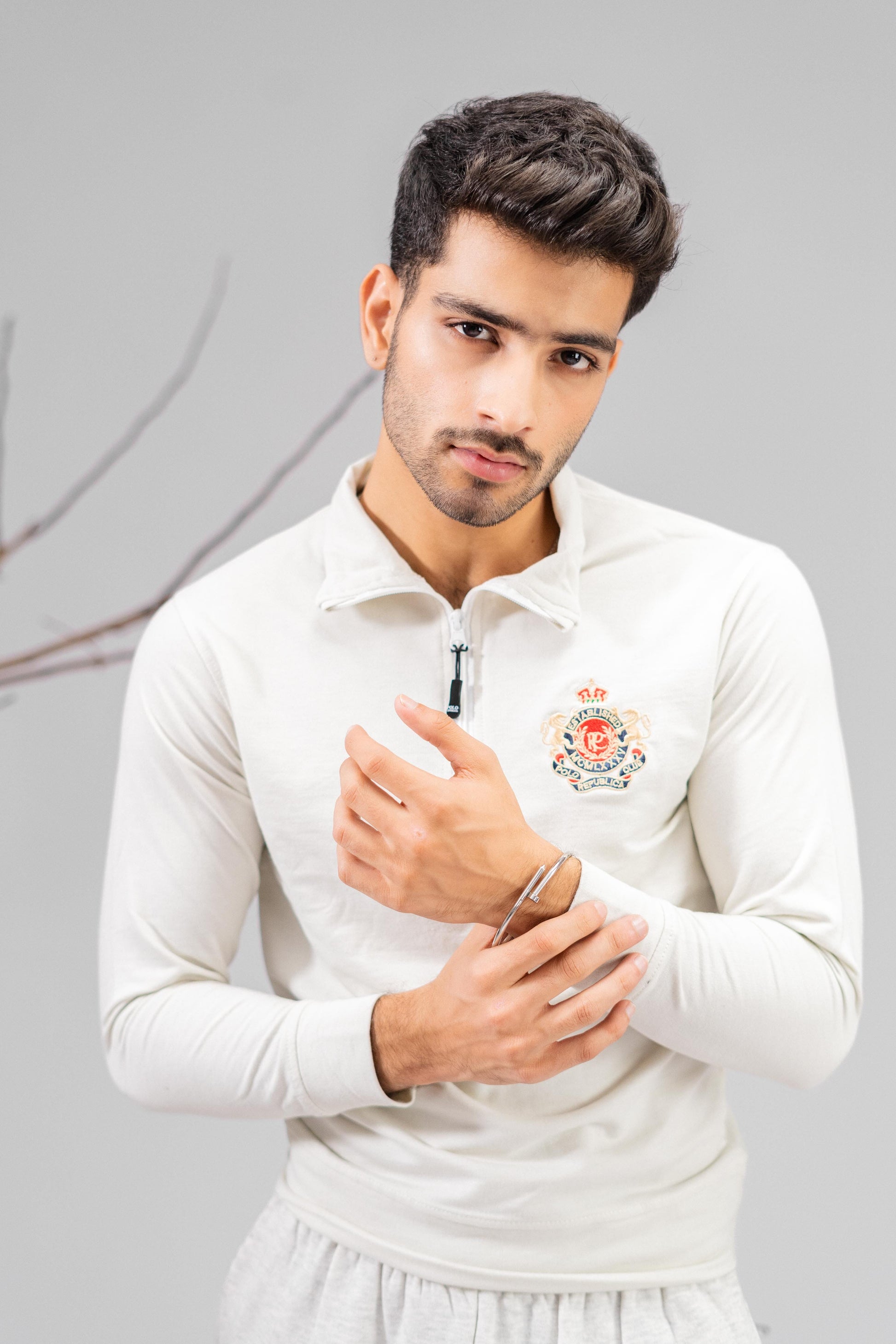 Polo Republica Men's Quarter Zipper Lion Crest Embroidered Terry Sweat Shirt Men's Sweat Shirt Polo Republica 