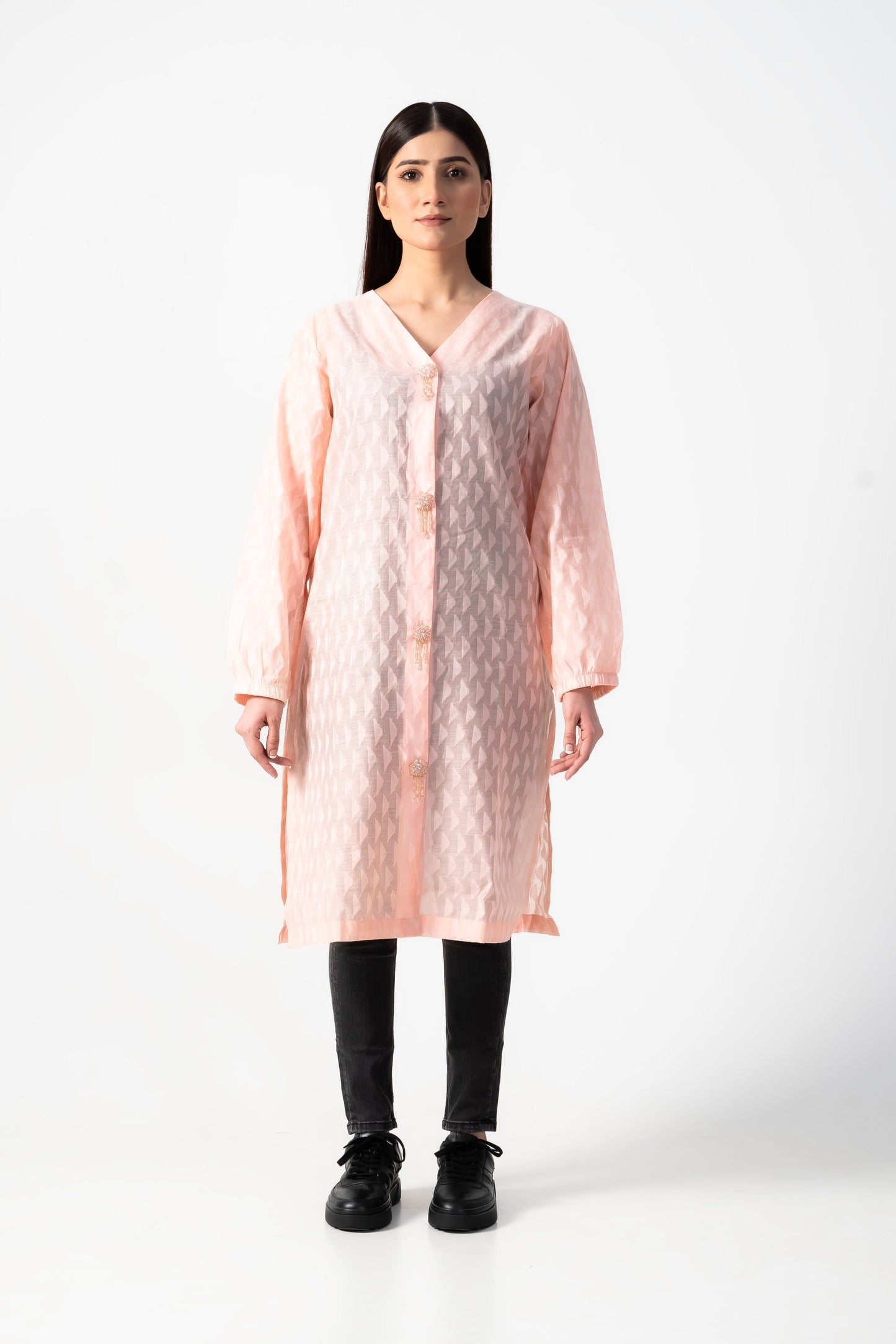 East West Women's Jacquard Shirt Women's Kurti East West Pink S 