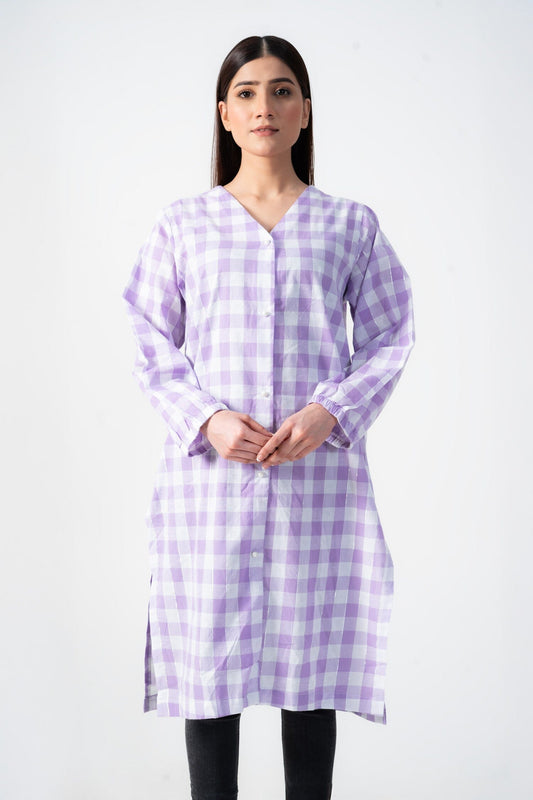 East West Women's Check Design Stitched Shirt Women's Kurti East West 