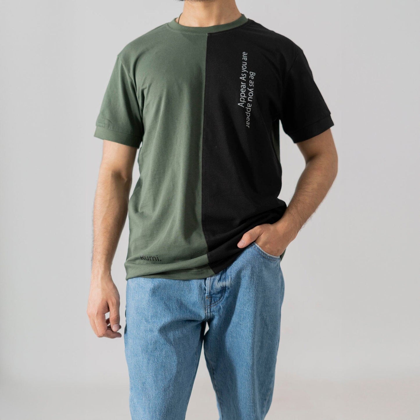 Polo Republica Men's Contrast Panel Rumi Printed Tee Shirt Men's Tee Shirt Polo Republica Dark Green & Black S 