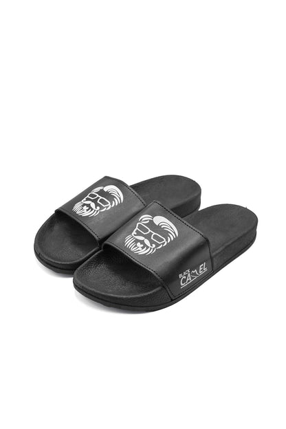 Black Camel Men's Bearded Face Printed Slide Slippers Men's Shoes Hamza Traders (Sale Basis) 