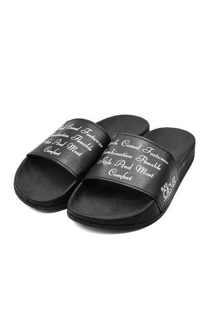 Black Camel Men's Printed Design Slide Slippers Men's Shoes Hamza Traders (Sale Basis) Black EUR 39 