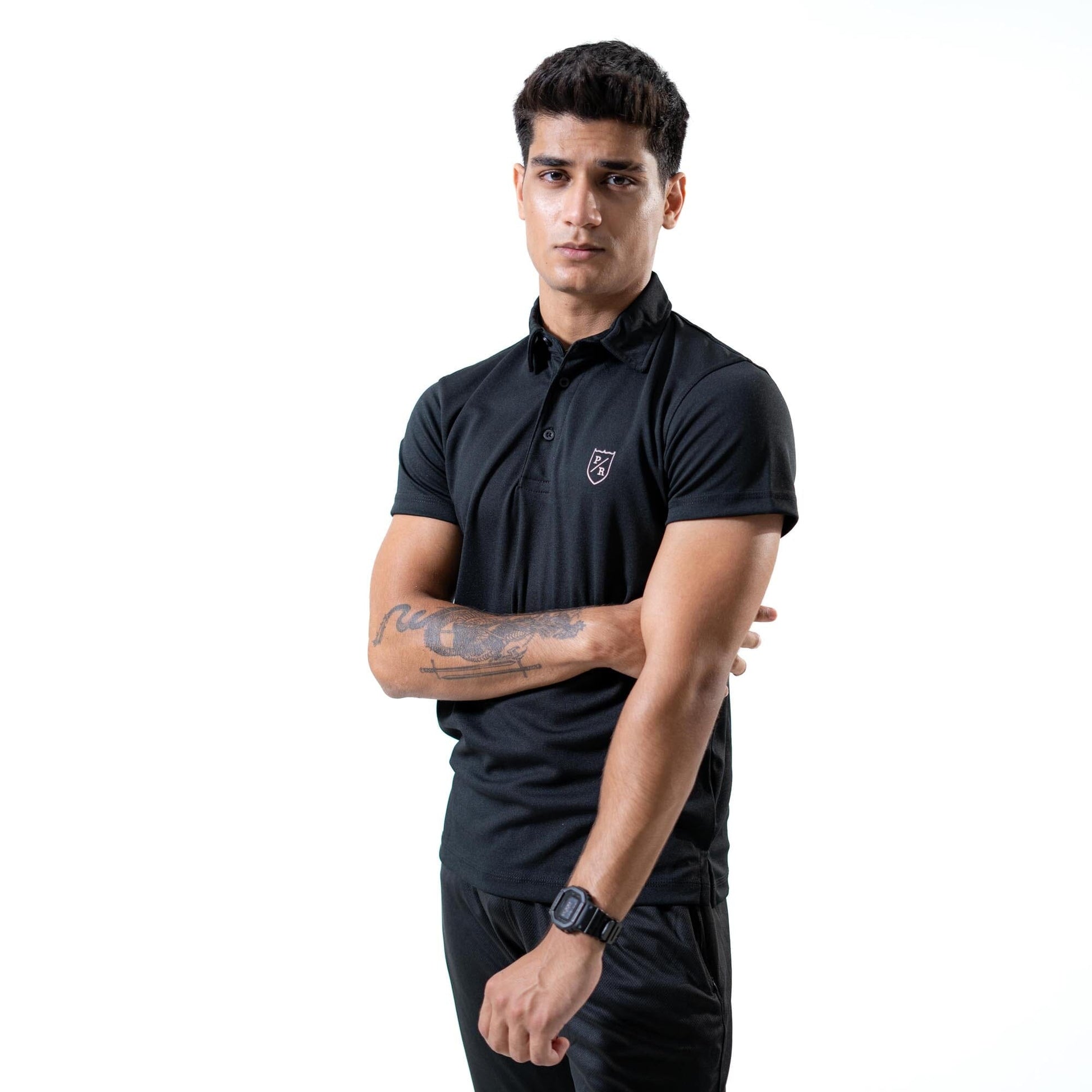 Polo Republica Men's PR & Three Strips Printed Activewear Polo Shirt Men's Polo Shirt Polo Republica 