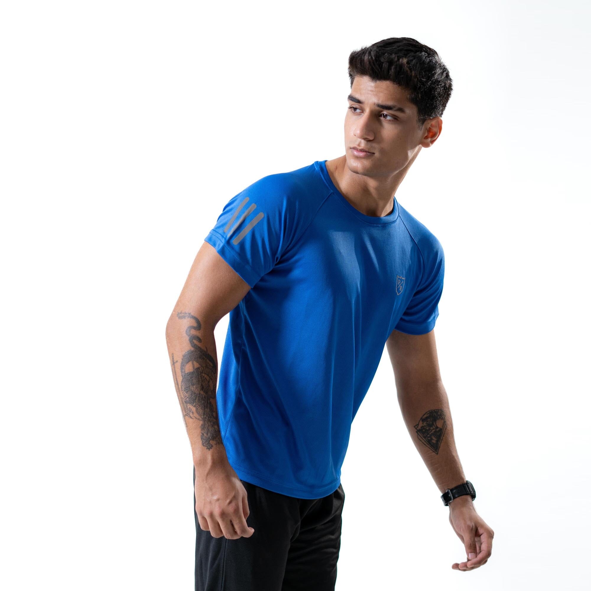 Jason Ribbed Tee // Blue (L) - Newvay Activewear - Touch of Modern