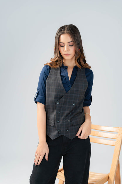 Halterneck Micro Check Waistcoat - Women - Ready-to-Wear