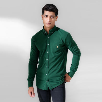 Polo Republica Men's Solid Design Minor Fault Casual Shirt Minor Fault Polo Republica Bottle Green S 