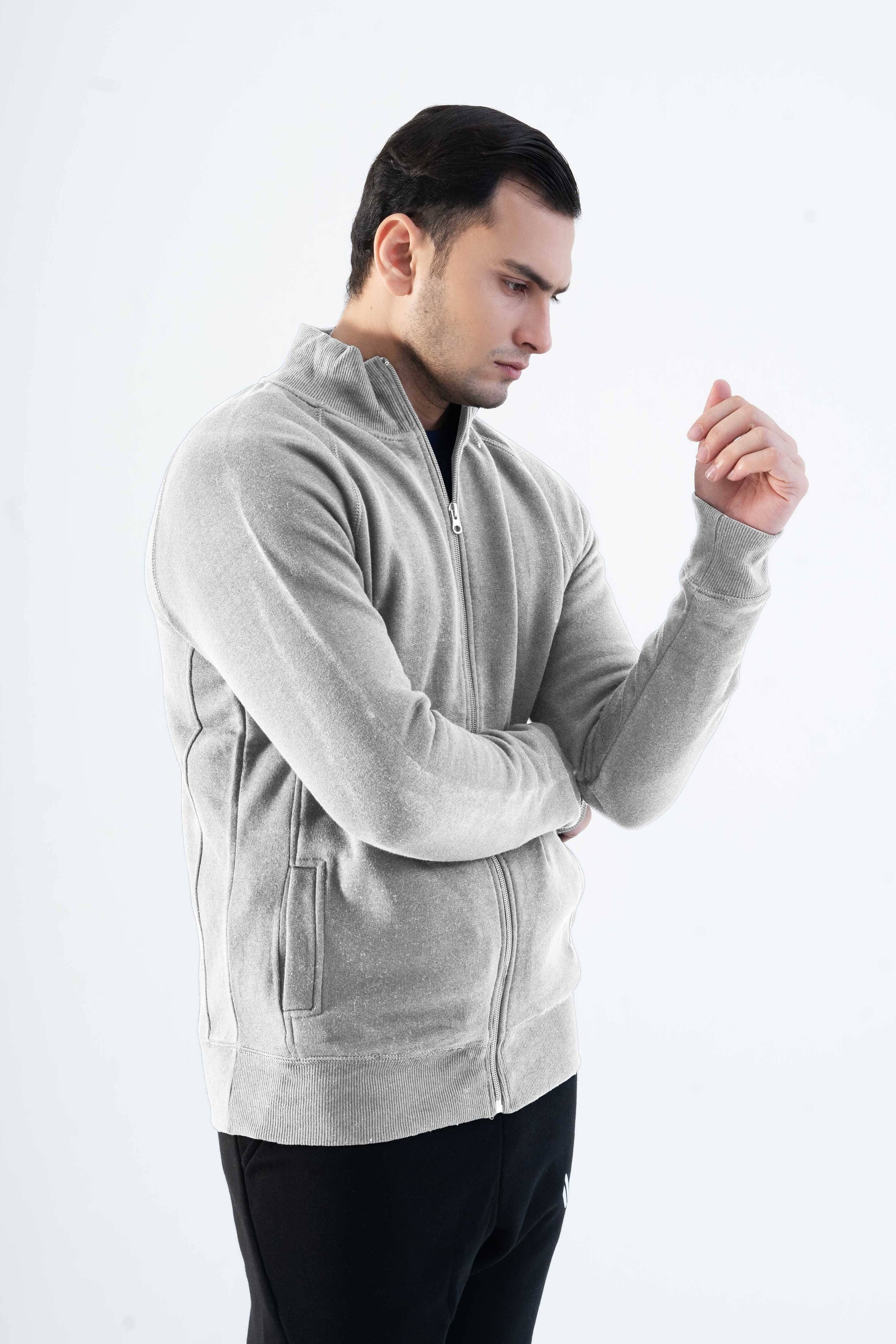 Cut Label Men's Raglan Sleeve Full Zipper Fleece Jacket Men's Jacket HAS Apparel 