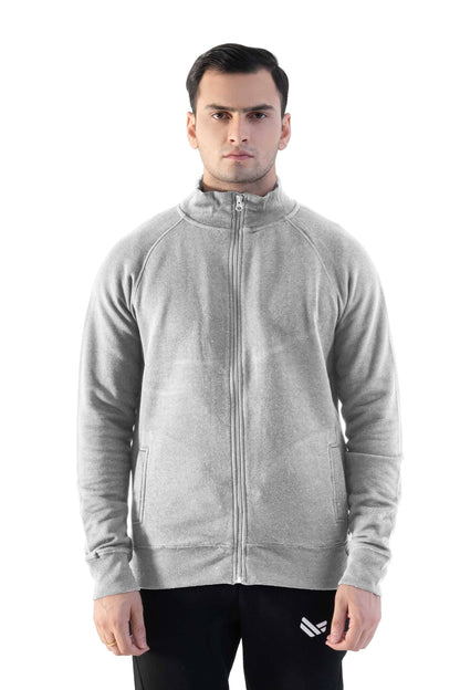 Cut Label Men's Raglan Sleeve Full Zipper Fleece Jacket Men's Jacket HAS Apparel Grey S 