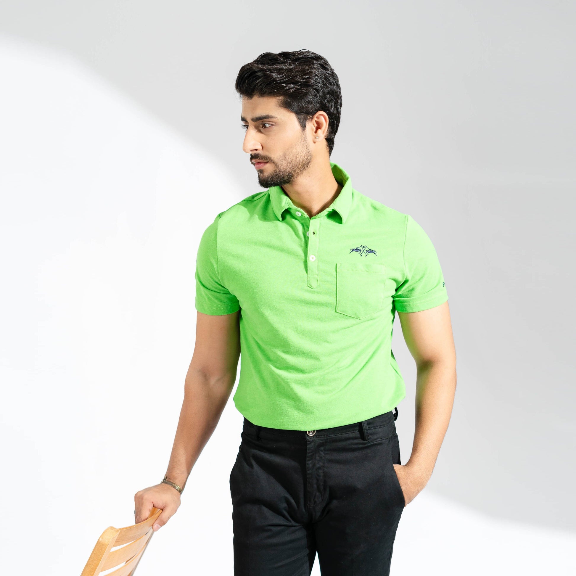 Polo Republica Men's Double Pony Polo & 5 Embroidered Pocket Polo Shirt Men's Polo Shirt Polo Republica Lime S 