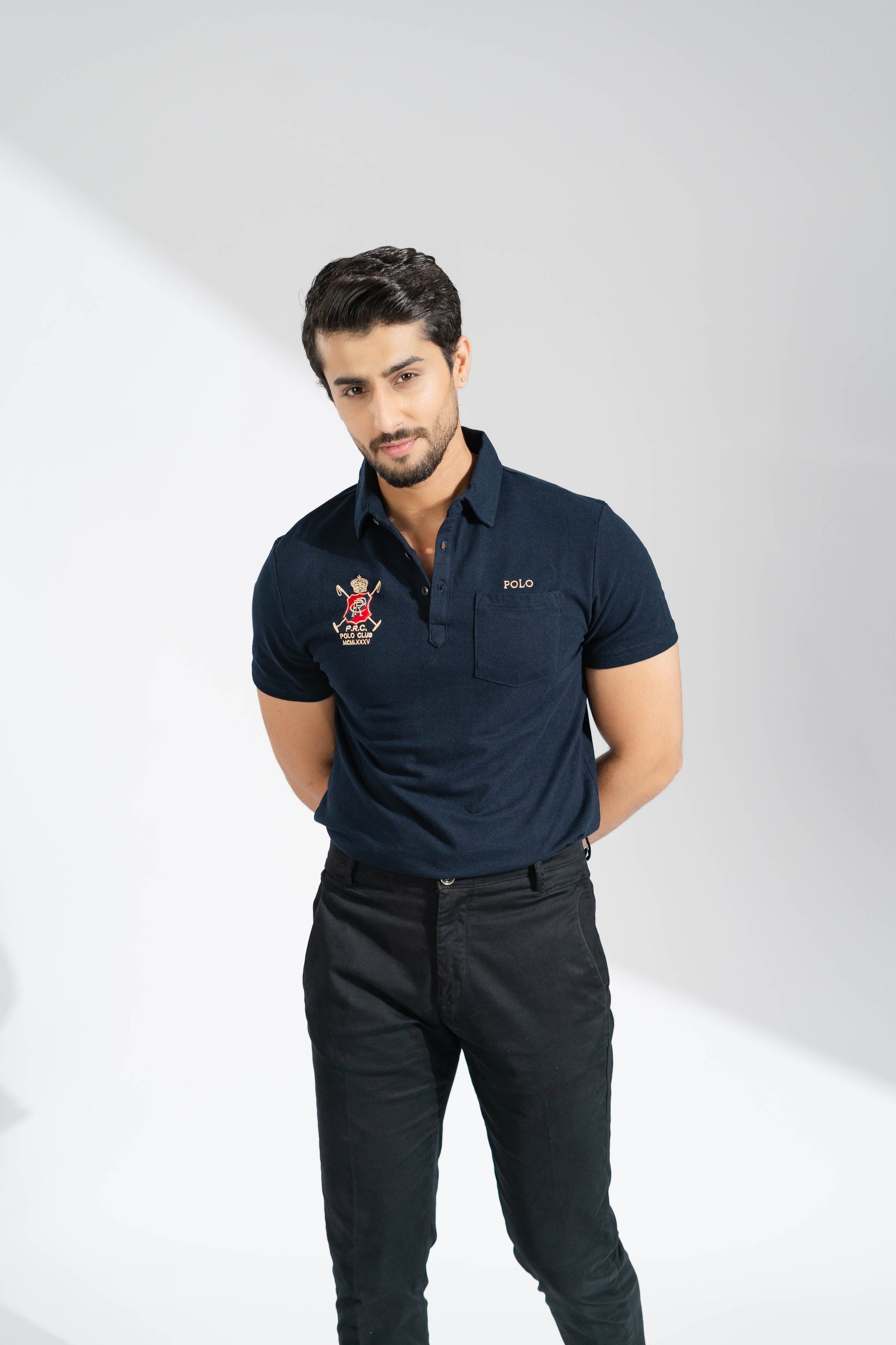 elo - Polo Republica Men's PRC Crest And Pony Embroidered