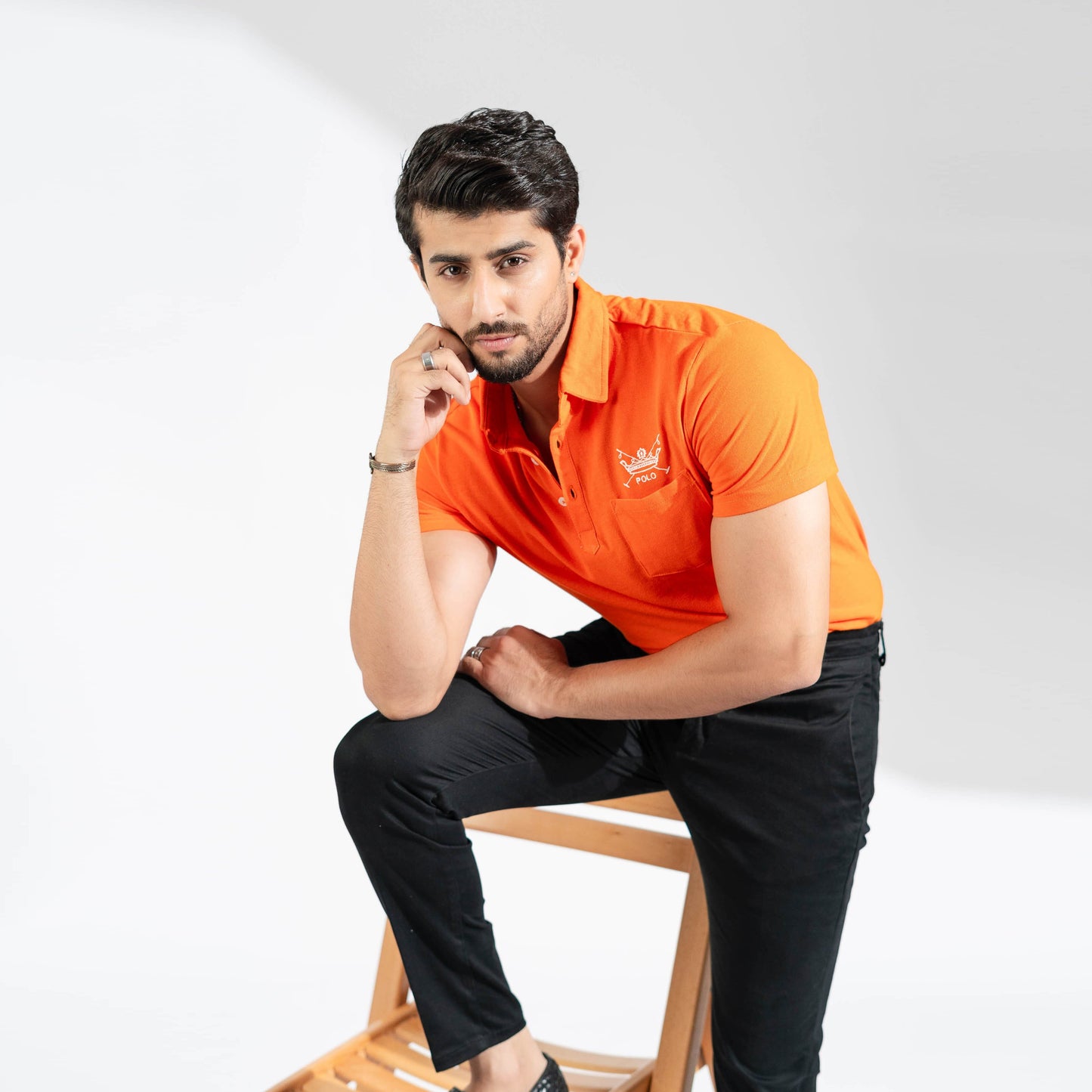 Polo Republica Men's Crown Polo & 8 Embroidered Pocket Polo Shirt Men's Polo Shirt Polo Republica Orange S 