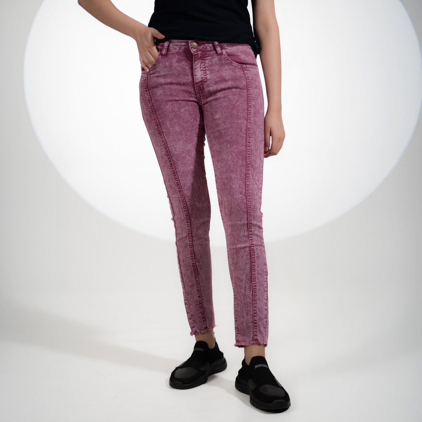 Women's Chic Acid Washed Skinny Denim Pants Women's Denim Haseeb Apparel Light Plum 24 26