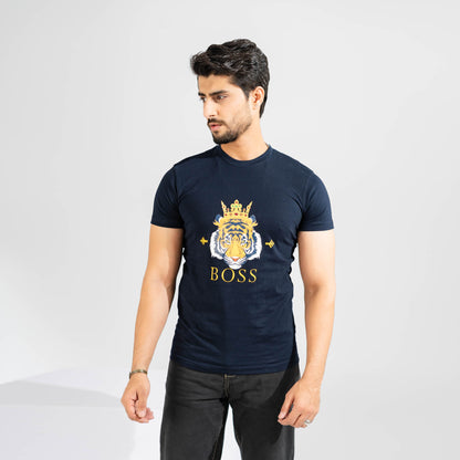 Polo Republica Men's Boss Printed Crew Neck Tee Shirt Men's Tee Shirt Polo Republica Navy S 