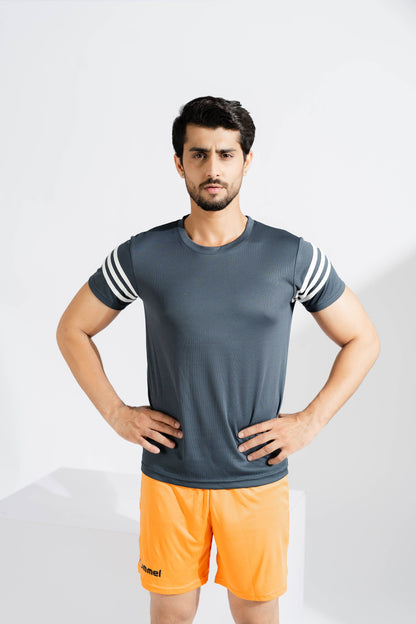 Polo Athletica Men's Shoulder Stripes Activewear Tee Shirt