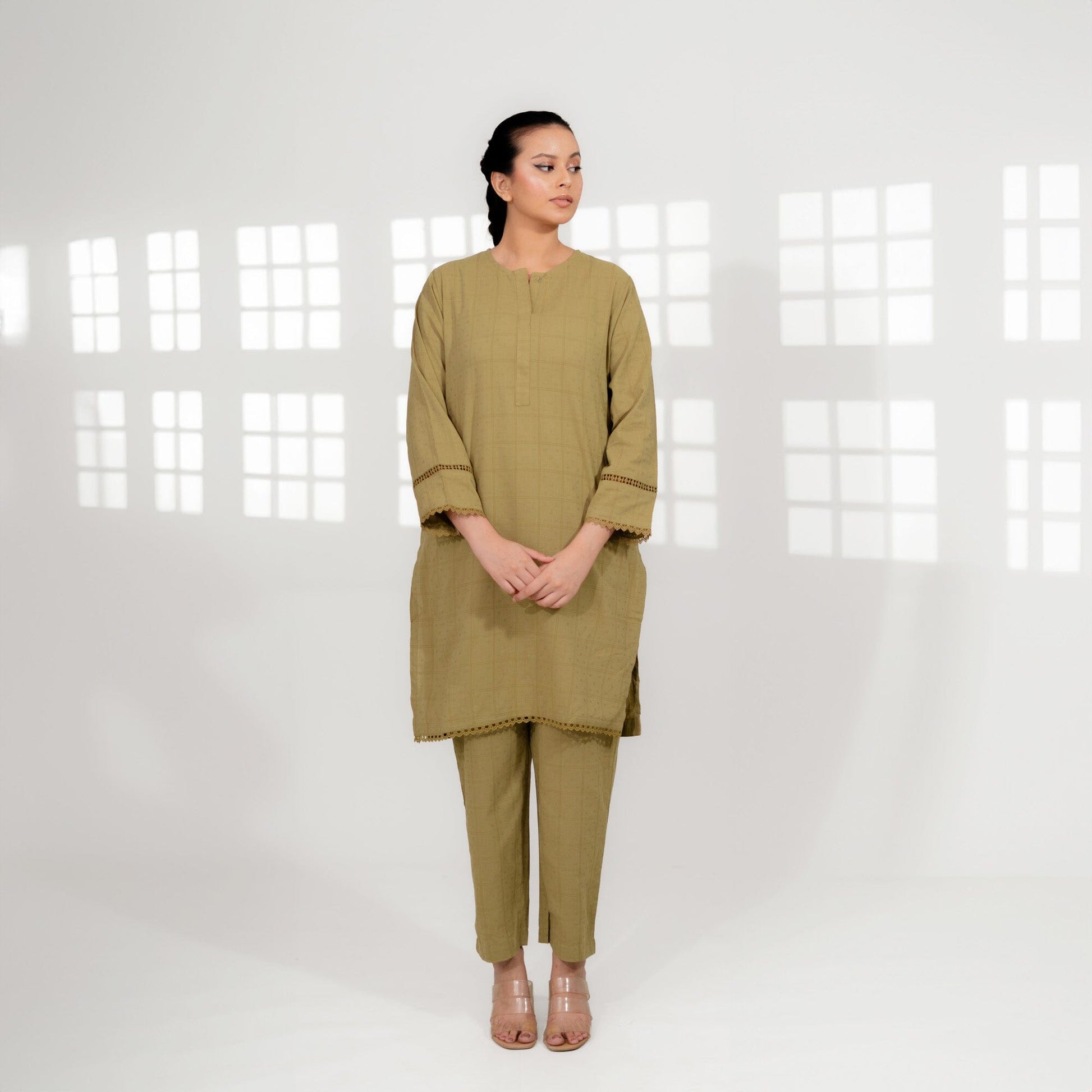 East West By Polo Republica Women’s 2 Pcs Stitched Suit Women's Stitched Suit East West Olive XS 