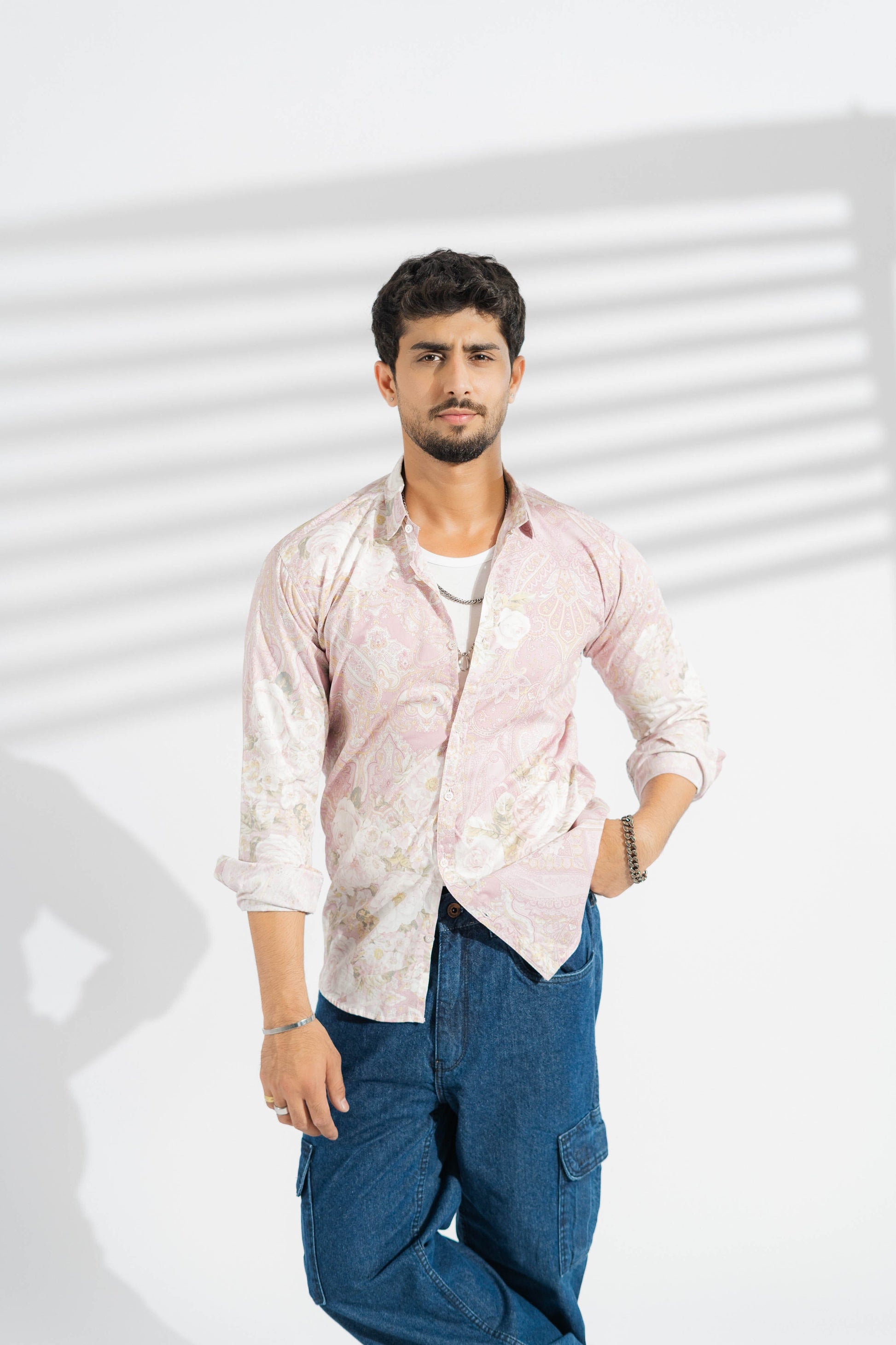 Fashion Men's Rose Printed Slim Fit Casual Shirt Men's Casual Shirt First Choice 