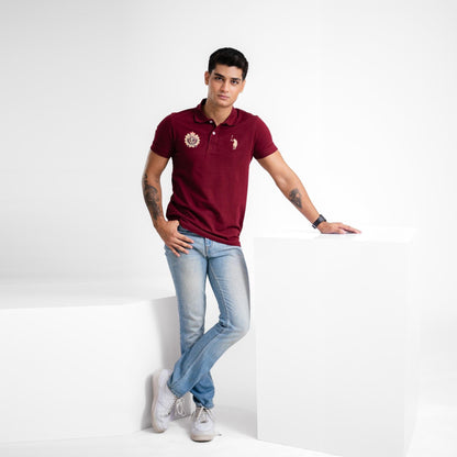 Polo Republica Men's Pony PRC & 5 Embroidered Short Sleeve Polo Shirt Men's Polo Shirt Polo Republica 