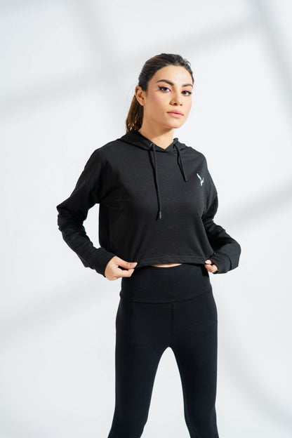 Polo Athletica Women's Hooded Activewear Terry Crop Top Women's Pullover Hoodie Polo Republica 