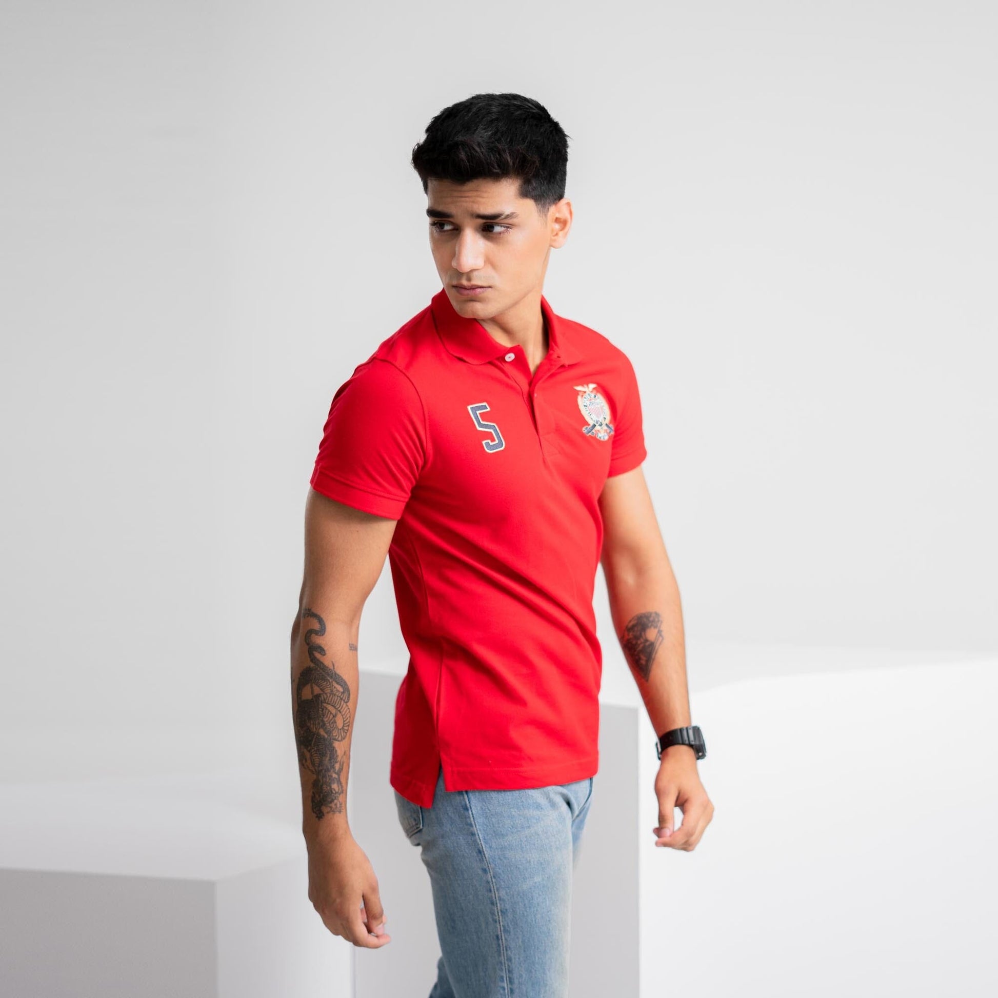 Polo Republica Men's USA Polo Crest & 5 Embroidered Short Sleeve Polo Shirt Men's Polo Shirt Polo Republica 