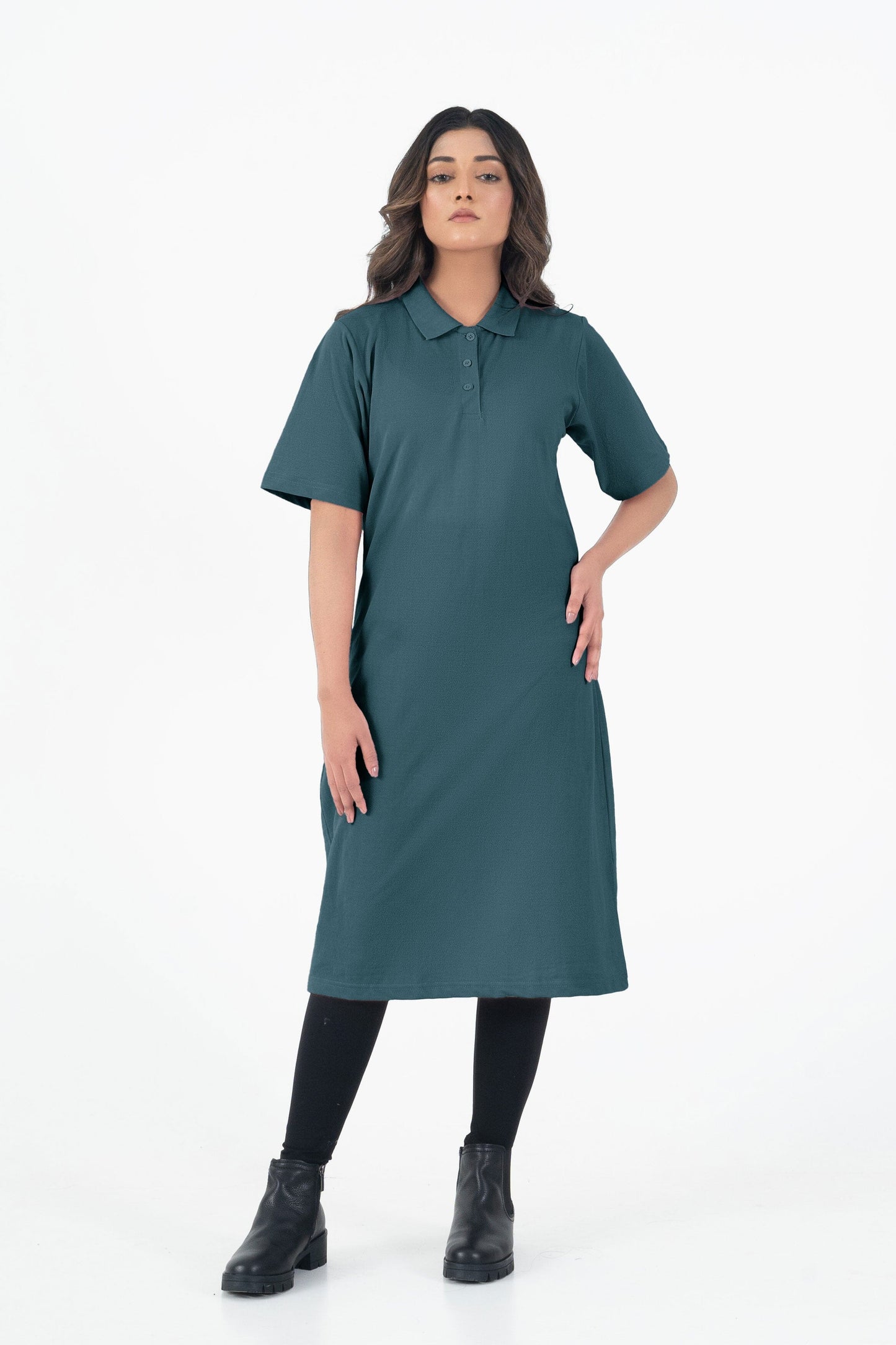 East West Women's Minor Fault Midi Polo Dress Minor Fault East West Teal S 