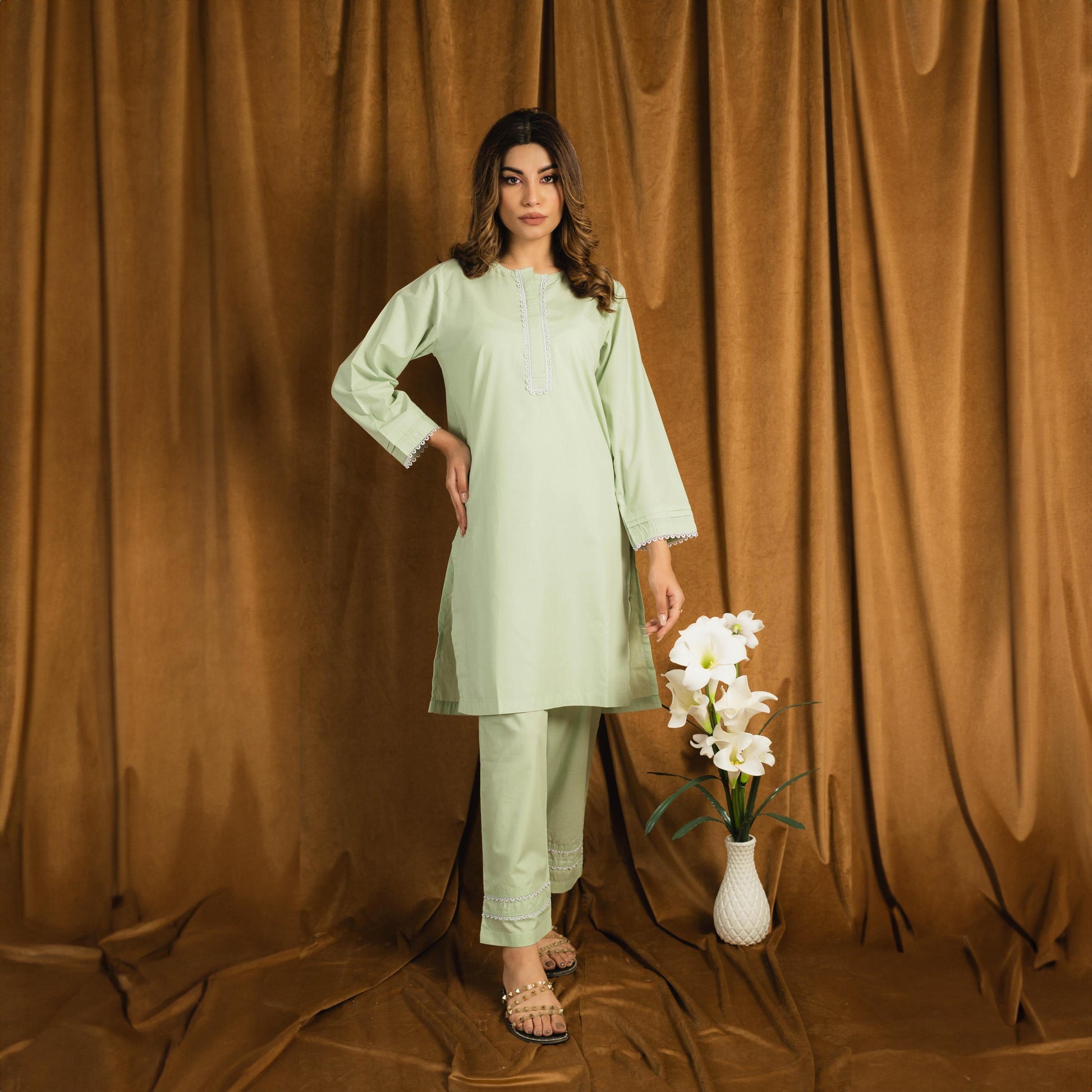 East West By Polo Republica Women’s Solid Design 2 Pcs Stitched Suit Women's Stitched Suit East West Mint Green XS 