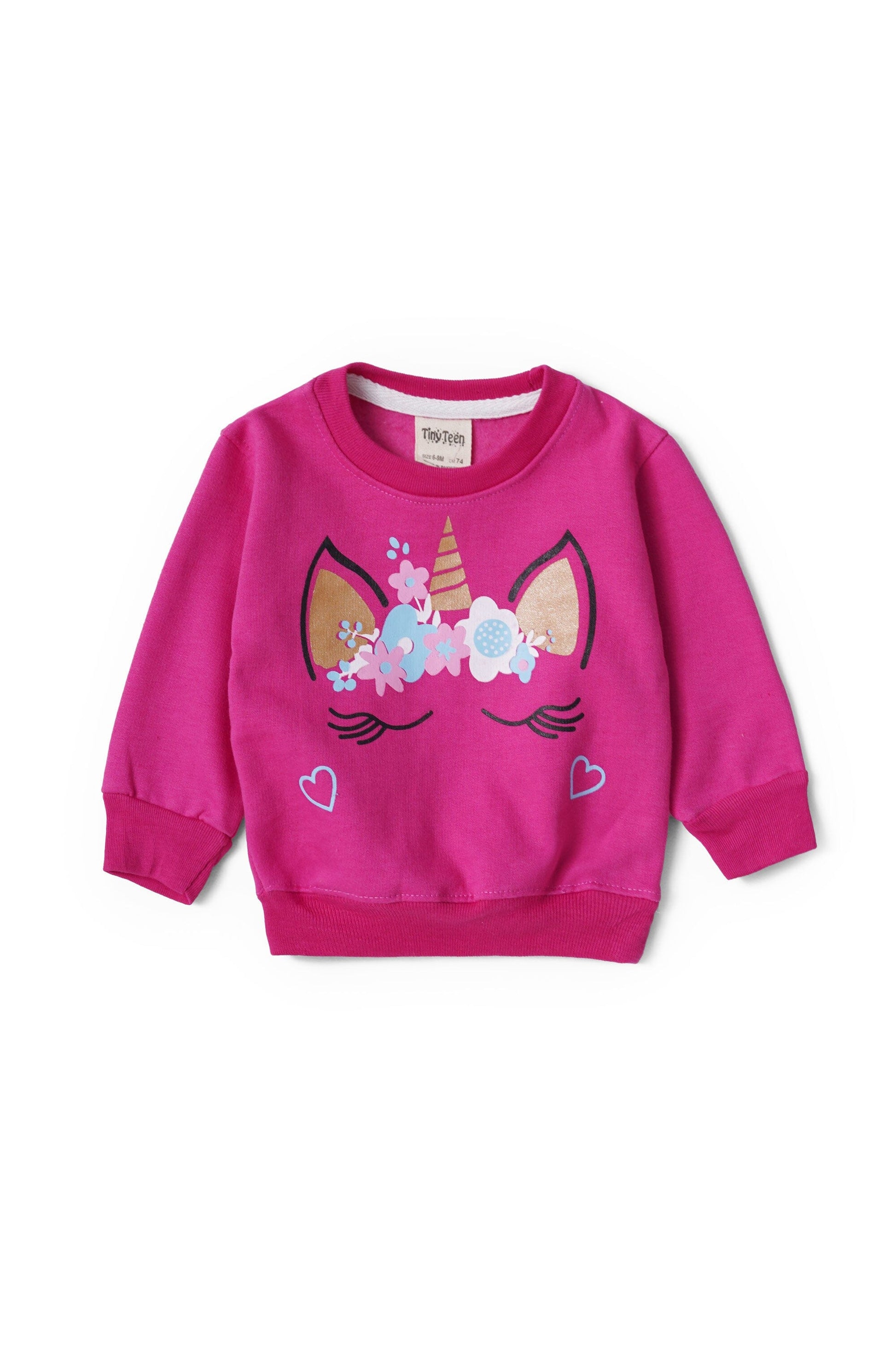 Tiny Teen Girl's Unicorn Printed Fleece Sweat Shirt Girl's Sweat Shirt Salman Rahim Magenta 6-9 Months 