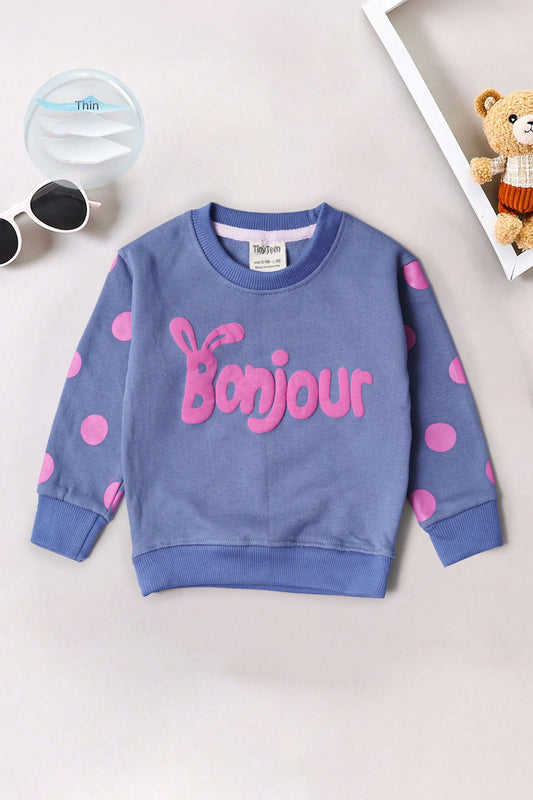 Tiny Teen Kid's Bonjour High Density Printed Sweat Shirt Kid's Sweat Shirt Salman Rahim Powder Blue 6-9 Months 