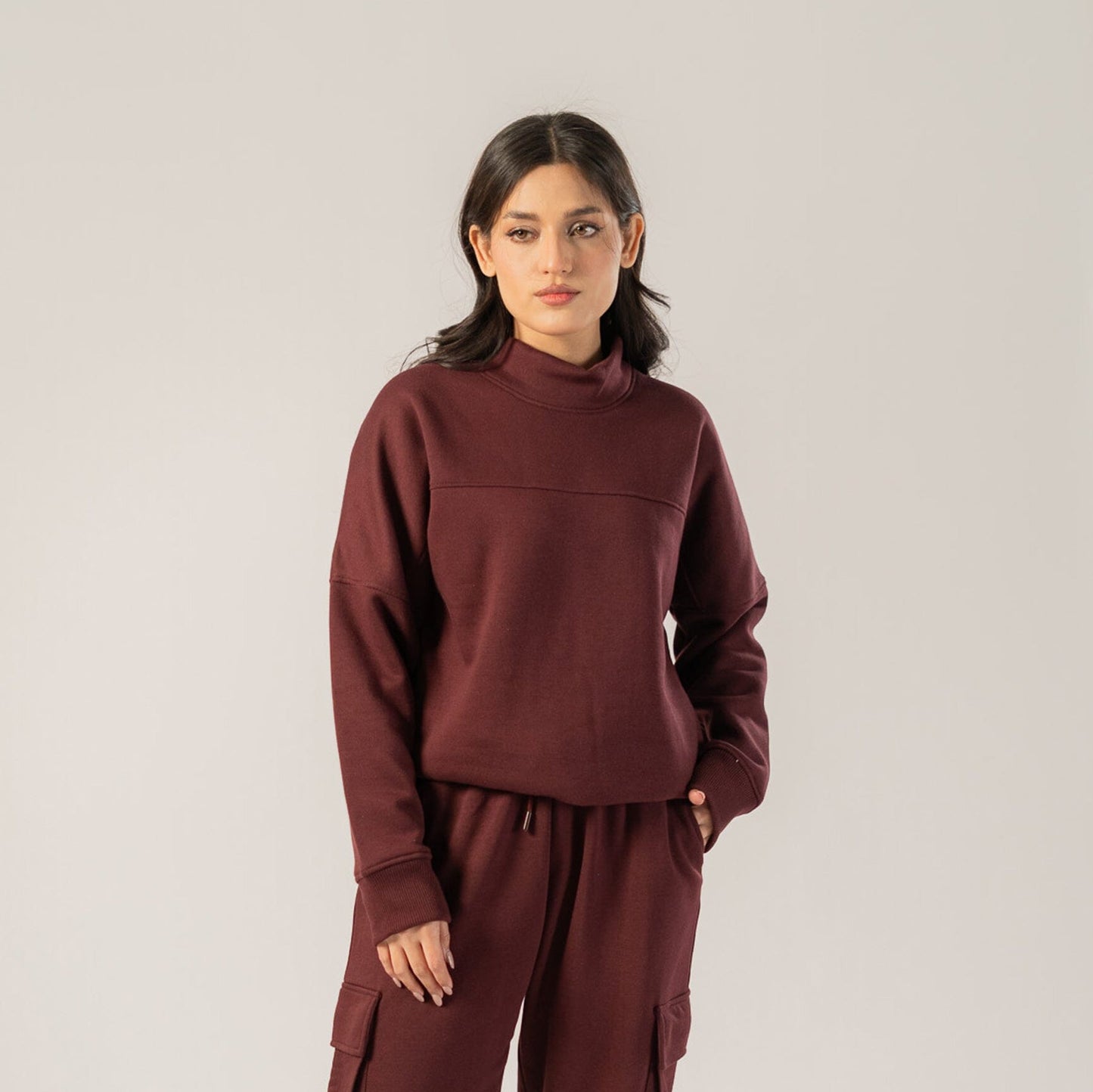 East West Women's Outwear Sweat Shirt Women's Sweat Shirt East West Burgundy S 