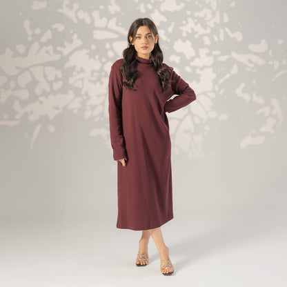 East West Women's High Neck Long Maxi Dress Women's Dress East West Burgundy XS 