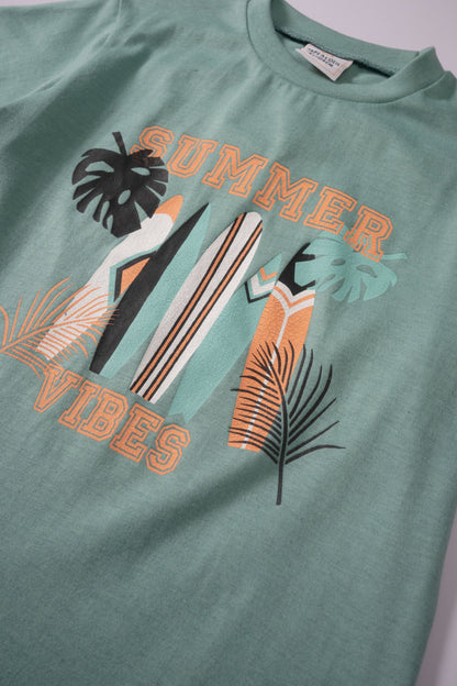 TA Boy's Summer Vibes Printed Tee Shirt Boy's Tee Shirt Minhas Garments 