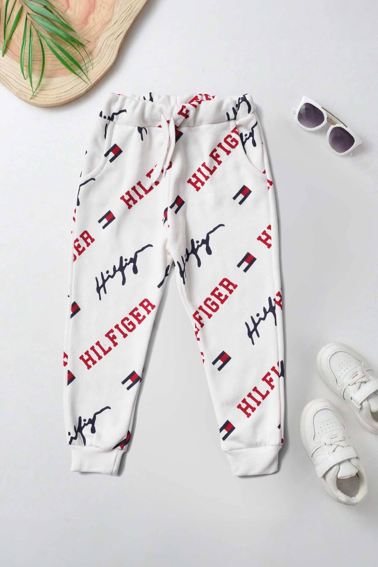 Lefties Kid's Hilfiger Printed Fleece Jogger Pants Kid's Jogger Pant Salman Rahim Off White 9-12 Months 