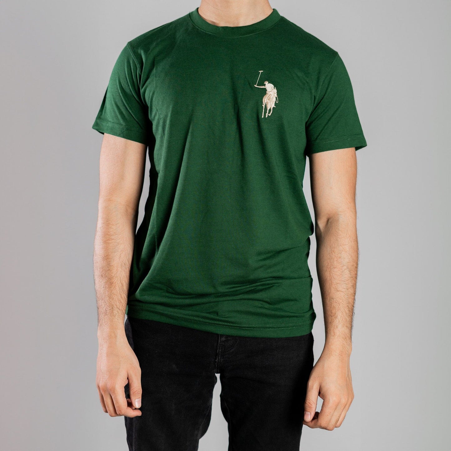 Polo Republica Men's Signature Pony Embroidered Crew Neck Tee Shirt Men's Tee Shirt Polo Republica Bottle Green S 