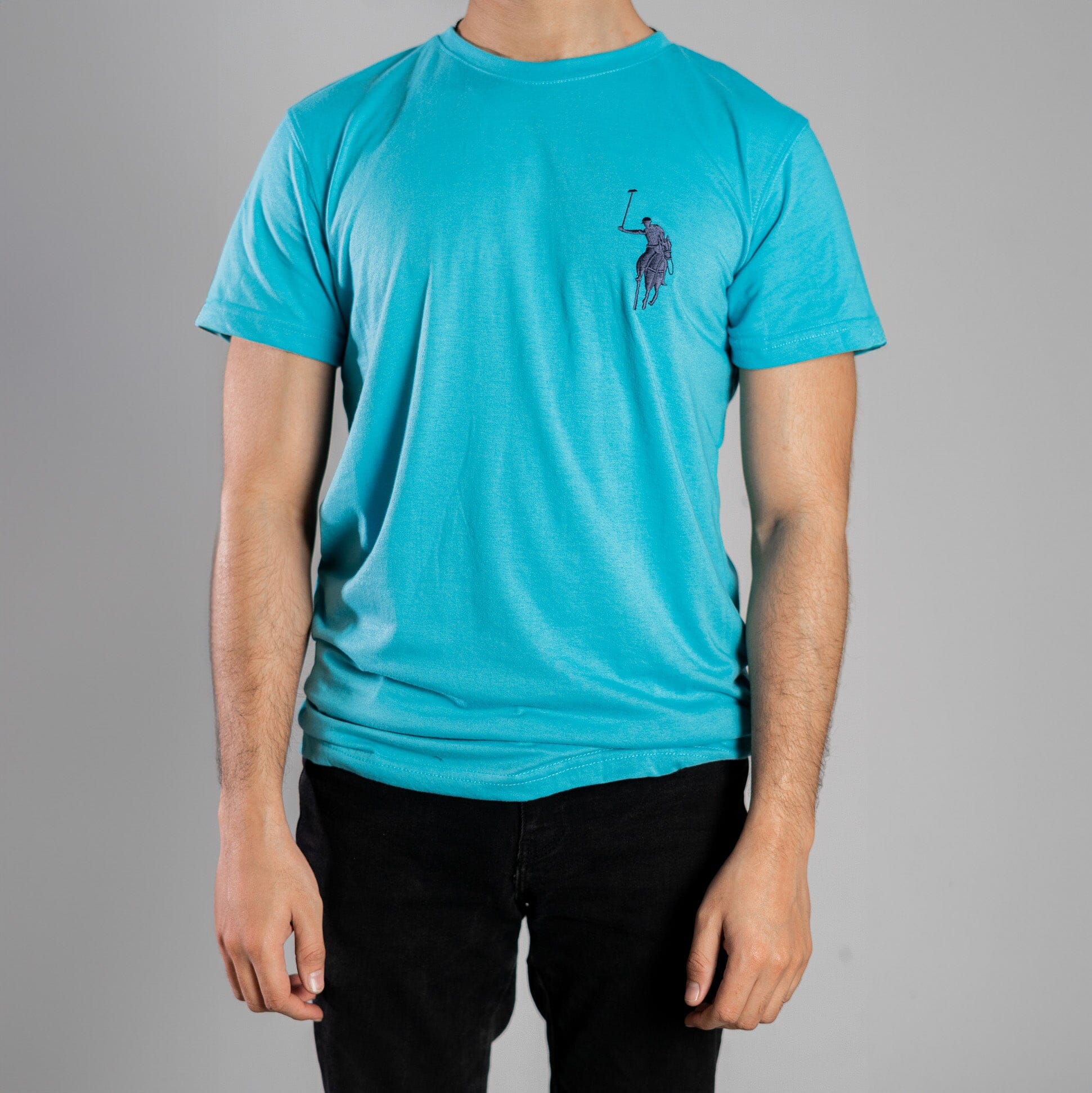 Polo Republica Men's Signature Pony Embroidered Crew Neck Tee Shirt Men's Tee Shirt Polo Republica Aqua Blue S 