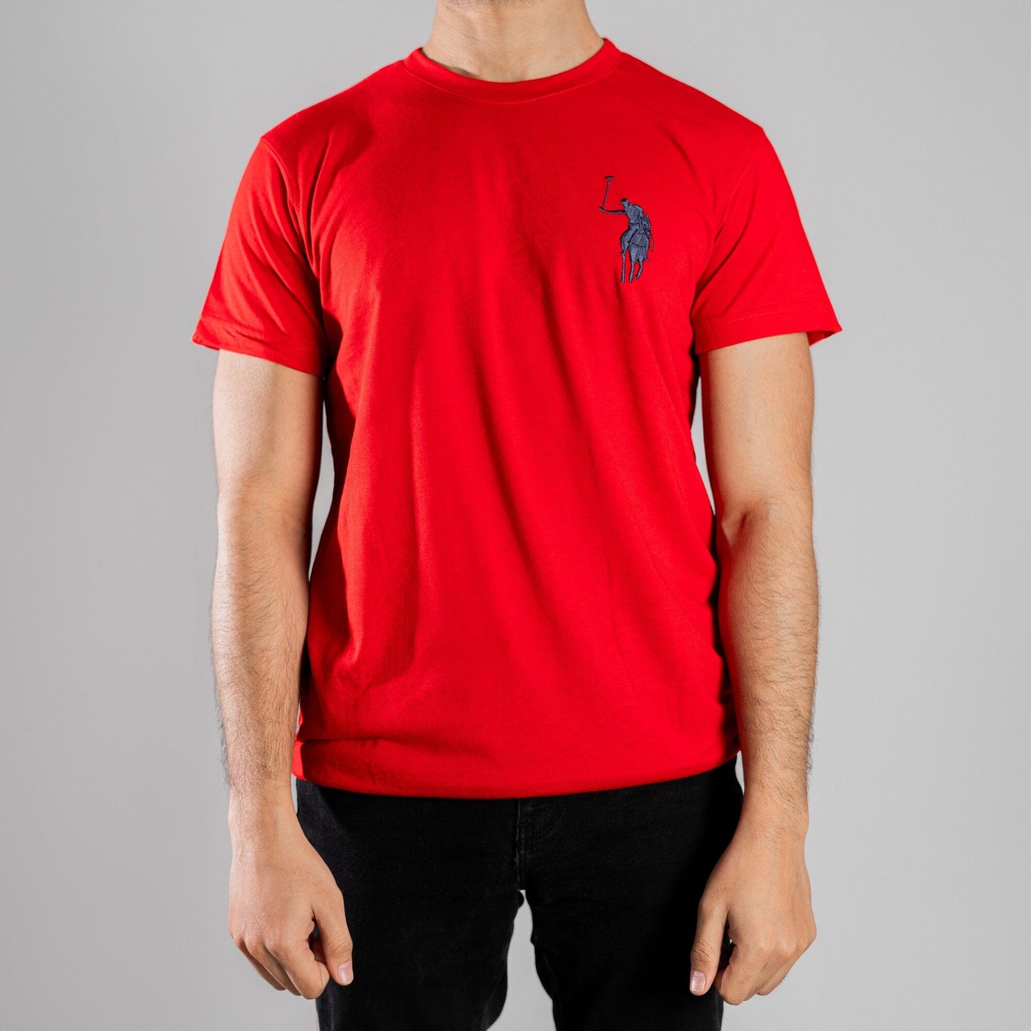 Polo Republica Men's Signature Pony Embroidered Crew Neck Tee Shirt Men's Tee Shirt Polo Republica Red S 