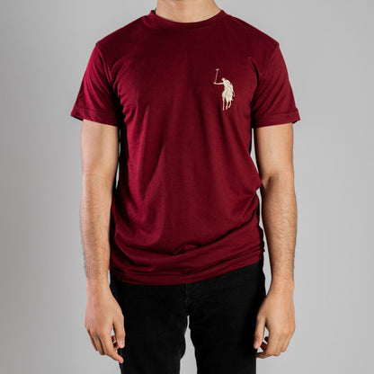 Polo Republica Men's Signature Pony Embroidered Crew Neck Tee Shirt Men's Tee Shirt Polo Republica Maroon S 