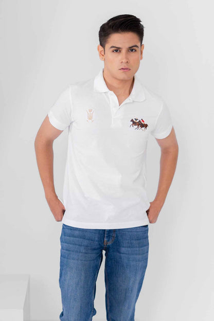 Polo Republica Men's Double Pony Crest & 8 Embroidered Short Sleeve Polo Shirt Men's Polo Shirt Polo Republica 