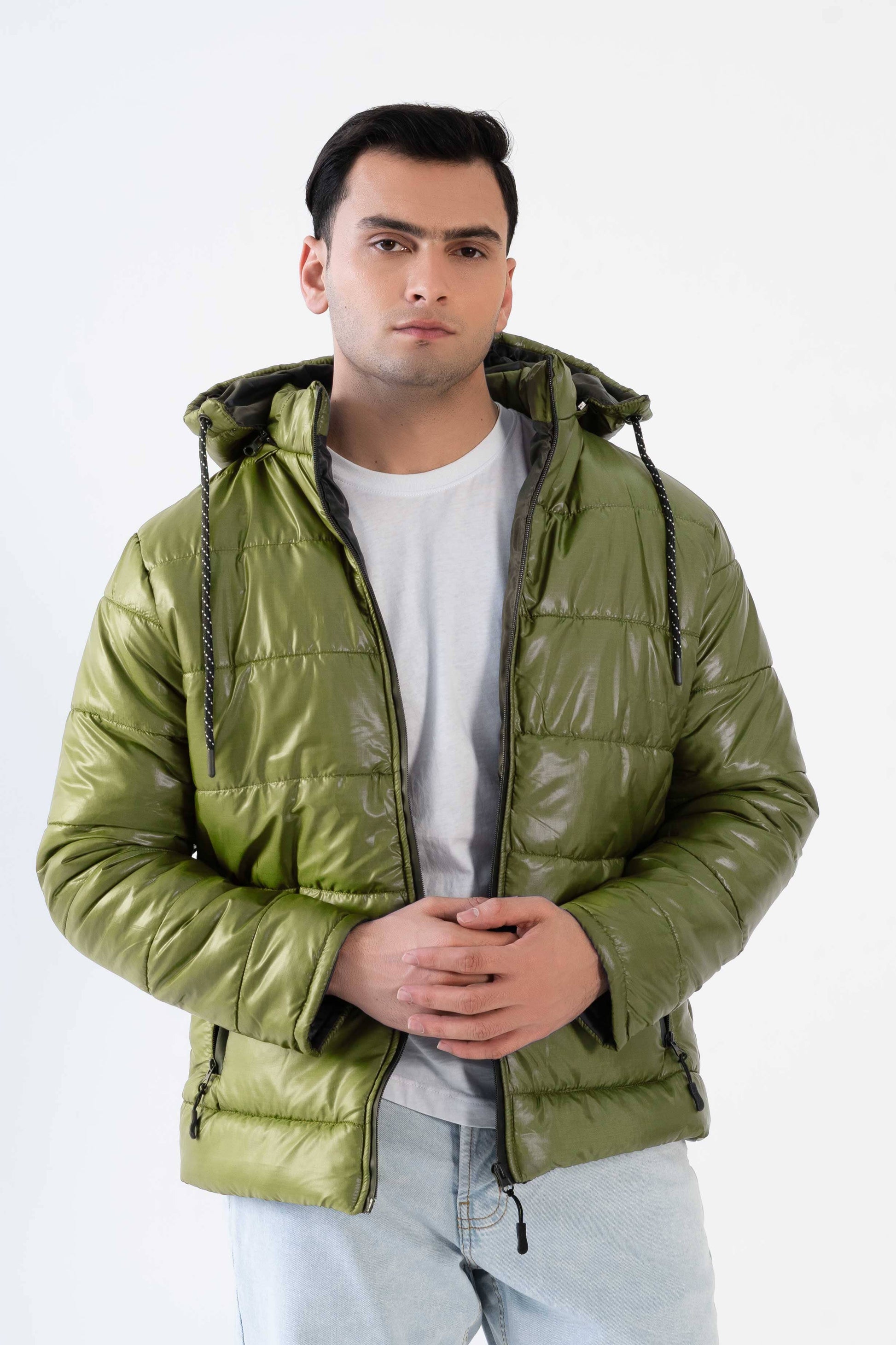 GN Men's Textured Puffer Jacket Men's Jacket Fiza International Co. Light Olive L 