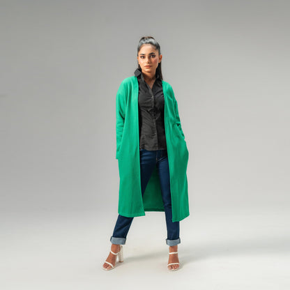 East West Women's Fleece Long Coat Women's Jacket East West Green S 