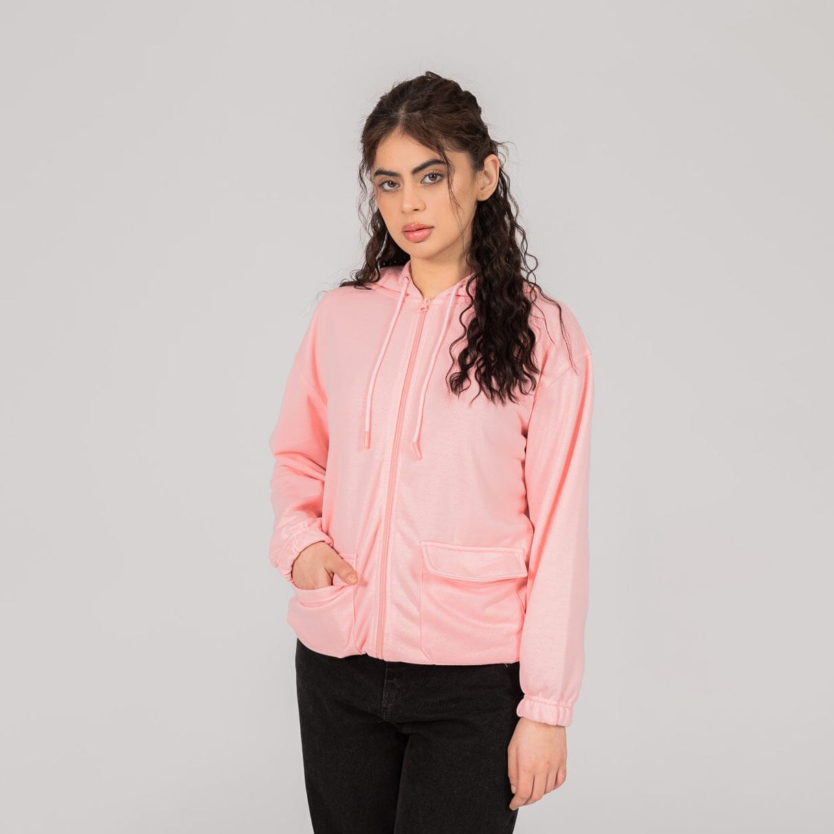 East West Women's Terry Zipper Hoodie Women's Zipper Hoodie East West Pink S 